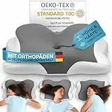 Glückstoff® Memory Foam Kissen [Höhenverstellbar] | Kopfkissen mit anpassbarer Form | Nackenrolle für Seitenschläfer - Grau