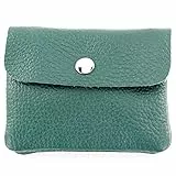 modamoda de P09 Damen Münzgeldbörse Geldbörse Portemonnaie Klein Leder Made in Italy P09, Farbe:Petrol