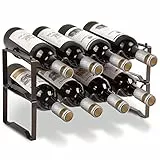 Weinregal Metall stapelbar flaschenregal für 8 Flaschen für Keller, bar und lagerraum, Wine Rack stabiles modular erweiterbare Flaschen und weinlagerung (2 Etagen)