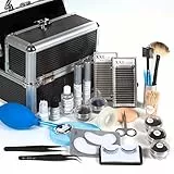XXL Lashes Wimpernverlängerung Profi Koffer Eyelash Extensions Pro Kit Wimpern Stylisten Starter Set/Grundausstattung m. hochwertigen Qualitätsprodukten über 40tlg inkl. Koffer u. Anleitung, schwarz