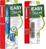 STABILO - Stifte-Set - Ergonomischer Druck-Bleistift für Rechtshänder - EASYergo 3.15 in hell/dunkelblau - inkl. 1 dicken Mine - Härtegrad HB & Spitzer + Minen zum Nachfüllen - 6er Pack - Härtegrad HB