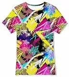 Idgreatim Jungen-T-Shirt, coole 3D-Grafik, kurzärmelig, 4–14 Jahre, Agraffiti-Druck, 6-8 Jahre