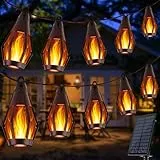 Joomer Solar Lichterkette Aussen, 12.3M LED Solar Lichterkette Außen mit Flammeneffekt,Flammenlicht Solarlichter Outdoor Wetterfest Vintage für Garten Party Pavilion Balkon
