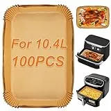 BYKITCHEN Airfryer Backpapier für Ninja Foodi Flex Drawer Dual Zone 10,4L Heißluftfritteuse,100PCS Zubehör für Ninja AF500EU, Air Fryer Zubehör für Cecotec Dual 9000 9L (100 Stück) …