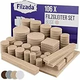 Filzada® Filzgleiter Selbstklebend Set 106 Stück (Eckig und Rund) - Beige - Profi Möbelgleiter Filz Mit Idealer Klebkraft