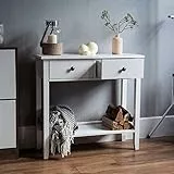 Vida Designs Windsor Konsolentisch mit 2 Schubladen und Regalfach, weiß, Holz, für Flur, Wohnzimmer, Schlafzimmer, Ankleidekommode, Schreibtischmöbel