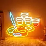 Paint Palette Neon Schild, LED Bunt Painting Leuchtreklame Neon Sign für Wand Deko, Dimmbare Leuchtschild USB Power für Art Studio Kunstraum Painting Room Klassenzimmer Kunststudio