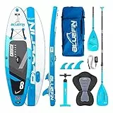 Bluefin Cruise SUP Board Set | Aufblasbares Stand Up Paddle Board | 6 Zoll Dick | Fiberglas Paddel | Kajak Sitz | Komplettes Zubehör | Blau