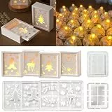 Silikonformen Gießformen Geschenkbox,4 Stück Geschenkkarton Silikonform +10 Stück Ballons Lichter, Gipsformen zum Gießen, Geschenkbox Gips Zum Gießen DIY Geschenkbox mit Deckel