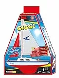 Günther Flugspiele 1827 - Segelboot Giggi, ca. 24 x 32 cm, Segeljolle mit einstellbarem Großsegel, lackiertem Holzdeck und Speziallackierung, für die Badewanne, Gartenteich und Badesee