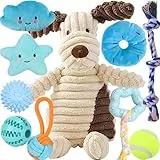 Speedy Panther 10 Stück Welpen Spielzeug Set - Plüsch Hundespielzeug mit Quietscher, Kauspielzeug & Ball für Kleine Hunde - Zahnpflege Welpenspielzeug & Zubehör für Junghunde