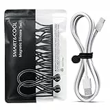 SMART&COOL Wiederverwendbare Magnetische Kabelbinder, Multifunktionale Silikon Magnet Kabelbinder für Kabelmanagement und Organisieren, 10 Farben Magnetic Cable Ties, 182 mm(20 Stück, Schwarz)