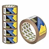 Idena 90129 - Klebeband braun, 50 mm x 66 m, 6 Rollen geräuscharmes Paketband, ideal für Umzug und Versand
