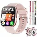 Smartwatch Damen mit 7 Armbänder & Geschenkbox, 1.83' HD Smartwatch mit Bluetooth-Anruf, Fitness Tracker mit SpO2, Pulsmesser, Schlafmonitor, Schrittzähler, IP68 Wasserdicht, 100+ Sportmodi(Rosa)