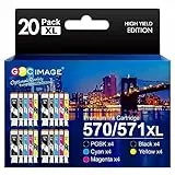 GPC IMAGE 570XL 571XL, Kompatible für Canon TS5050 Druckerpatronen, Kompatibel für Canon 571 570, Kompatibel für Canon Pixma TS5050 MG5750 TS5055 MG6852 MG5753 TS6050 TS5053 MG5752 MG5751 (20er-Pack)