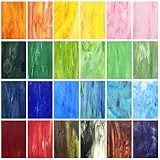 24 Stück Buntglas Blätter,10,2x15,2cm Buntglas Zubehör für BuntglaProjekte Vielfalt Glas Mosaikfliesen Kunst Buntglas Verschiedene Kathedrale Glas für DIY Home Dekoration