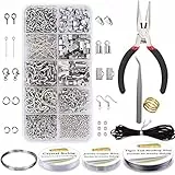 EuTengHao Schmuckherstellungs-Set, Schmuckreparatur-Werkzeug-Set mit Schmuckzange, Perlendraht, offener Bindering, Karabinerverschlüsse, Halsketten, Kordel, Bandenden, Schmuckherstellung, für Schmuck