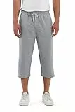 COMEOR Sporthose Herren Kurz – 3/4 Capri Hose Herren - Kurze Hosen Männer Laufshorts Baumwolle Shorts (Hellgrau XL)