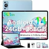 ZIOVO 2025 Neuest Tablet 11 Zoll Android 14 mit 24GB RAM+256GB ROM/TF 1TB, Octa-Core 2.0 GHz, GMS, 8000mAh, Widevine L1, 5MP+13MP, 5G WLAN, Bluetooth 5.0, Face ID, GPS, Tablet mit Case - Blau