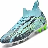 situkeke Fußballschuhe Herren Fussballschuhe Jungen Kinder Kunstrasen High Top Stollen Spikes Turf Trainer Fußball Stiefel Football Schuhe,Blue,EU39