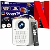 ETOE Seal Beamer 4K Full HD Mini Projektor mit Autofokus und Trapezkorrektur, 500 ANSI Lumen 150Zoll, Tragbarer Outdoor Heimkino mit Google TV, Netflix-Zertifiziert, 5G WiFi und Bluetooth smart beamer