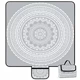 Picknickdecke Wasserdicht, 200x200cm Große Tragbare Stranddecke Sandfrei mit Tragegriff, Faltbare Waschbar Outdoor Campingdecke für 4-6 Personen im Park, Garten, Rasen, BBQ, Wandern - Grau Blüte