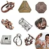 Mineup 9 Stück Knobelspiele Metall, Metallpuzzle Metallknobellei Geduldsspiele IQ Spiele Geduldspiel, Metall Geduldspiele, 3D Knobelspiele, Brainteaser Puzzle für Erwachsene