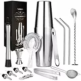 Cocktail Shaker Set, 750ML Bar Tool Set, 15-Teiliges Edelstahl Shaker Bar Zubehör, Professionelles Cocktail Mixing Set, Barware Set für Zuhause oder die Bar.