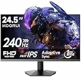 KOORUI 24 Zoll Gaming Monitor,Full HD 240Hz Bildschirm, 24.5 1920 x 1080 Rapid IPS Panel,DisplayPort 1.4 & HDMI 2.0,HDMI 2.0-Kabel,HDR400,Schwarz
