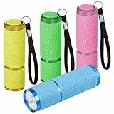 Kssvzz 4 Stück Mini LED Taschenlampe, Taschenlampe Kinder mit 9 LED, Wasserdicht Taschenlampen Klein mit Gummigriff für Notfall, Outdoor, Camping