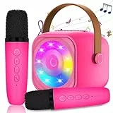 MicQutr Karaoke Maschine mit 2 Drahtlose Mikrofone | Kinderkaraoke für Mädchen 3-12 Jahre | Geburtstag/Weihnachten Geschenk | Für Familienkaraoke Gartenparty| Einfache Bedienung Klare Tonqualität