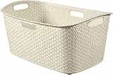 Curver 223393 My Style Korb, rechteckig, 50 L, Rattan, Kunststoff, elfenbeinfarben, 60 x 39 x 27,8 cm