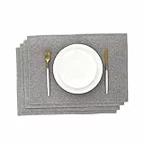 AOKSUNOVA Platzset Stoff Grau 33 x 48 cm Platzset 4er Set platzdeckchen Abwaschbar 33 x 48 cm