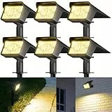 FLOWood Solarlampen, 3000K Warmweiß Solar Strahler 6 Stück, IP68 Wasserdicht, für Außen, 3 Helligkeitsmodi Gartenleuchten für Garten, Außen Garten Rasen Auffahrt, Gehweg Patio