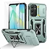 Doeshine für Samsung Galaxy A16 Hülle mit 2 Stück Displayschutzfolie & Kameraschutz, Magnetisch Ring Ständer, Robust Fallschutz Handyhülle Outdoor Militär Schutzhülle für Galaxy A16 (Grün)