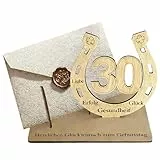 PIujsym Geldgeschenke 30 Geburtstag Holz Hufeisen, Aufsteller mit Umschlag für Geschenk 30 Geburtstag Mann & Frau, Gästebuch Deko 30 Geburtstag Frau, kreative Geschenke 30 Geburtstag Frau