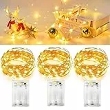MUSUNIA lichterkette innen Batterie, 3 Stück x 5m 50 LEDs Warmweiß Innen Lichterketten Batterie mit Timer, Klein Innen Lichterkette für Weihnachten, Schlafzimmer, Party, Hochzeit,Beleuchtung Deko