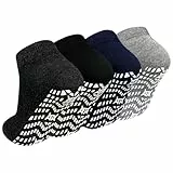 PUTUO Rutschfeste Socken für Herren Stoppersocken: Antirutschsocken mit Noppen für Männer ABS Rutschsocken Baumwolle Sport Noppensocken Mehrfarbig 4 Paar 43-46