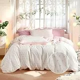 Tospass Baumwolle Bettwäsche 135x200cm Beige Rosa Schleife Mädchen Bettwäsche Set Fliege Teen Kinderbettwäsche Schleifenmuster Bettbezug mit Reißverschluss und Kissenbezug 80x80cm