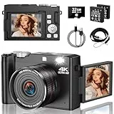 YiFuar 4K-Digitalkamera 64MP Vlogging-Kamera mit 2.8'' 180-Grad-Flip-Bildschirm, 18X-Zoom-Kamera für die Fotografie mit Autofokus & 32GB-Karte & 2 Batterien für Teens Studenten Kinder Jungen Mädchen