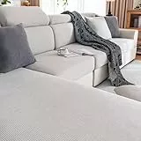 Gleedipre Cord Elastischer Sofabezug Sitzkissen Rückenlehne Kopfstütze Möbelschutzbezug rutschfest Staubdicht Sofa-Spannbettlaken(Hellgrau,95-115 cm x 160-200 cm)