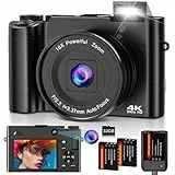 Digitalkamera 4K 64MP mit Dual Kamera, Autofokus, 16X Digitalzoom, Kompakte Kamera Fotokamera mit 3' IPS-Bildschirm, Webcam-Funktion, 2 Akkus, 32GB Speicherkarte für Jugendliche und Anfänger