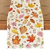 Tarklanda Ahornblätter Herbst Tischläufer, Herbstlaub Tischdeko, Saisonnal Waschbar Küche Esstisch Dekoration für Drinnen und Draußen Herbstfeste Wohnkultur Erntedankfest Thanksgiving Party 40x180cm