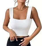 Haibang Crop Top Damen Sexy Quadratischer Hals Tank Top Ärmellos Tanktops Kurz Sommer Oberteile Fitted Corset Top Basic Shirt Camisole Streetwear