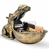 Cutfouwe Nilpferd Statue Tischdekoration,Kunstharz Sammlerstück,Kleinteile Schlüsselbonbons Behälter,Home Office Dekoration Zubehör Hochzeitsgeschenke,Gold