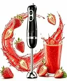 BESROY 1100W Stabmixer Edelstahl, Elektrischer Pürierstab & Hand Blender mit 2 Geschwindigkeitsstufen + Turbo, Kupfermotor, Spülmaschinenfest, Food Processor für Babynahrung, Smoothies & Suppen