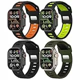 MoKo 4 Stück Sport Armband Kompatibel Mit Apple Watch Ultra 2/Ultra 49mm 46mm 45mm 44mm 42mm Herren, Ersatz Silikon Sport Loop für iWatch Series 10 9 8 7 6 5 4 SE, Farbe C