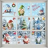 BBLIKE 9 Blätter Fensterbilder Weihnachten, Fensterbilder Weihnachten Selbstklebend, Weihnachtsfensterbilder mit schneeflocken, Weihnachtsbilder Fenster für Glastüren, Tür, Window, Weihnachten, Advent