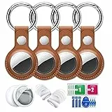 EANLOLY Airtag Anhänger Schlüsselanhänger PU-Leder,Airtag Hülle 4er Pack,Schlüsselfinder Gelten für Air Tag Tracker,Es Kann Den Airtags Key Finder Schützen,Kratzer Verhindern; Braun