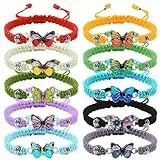 QESSUVNC 10 Stück Freundschaftsarmbänder, Farbiges Armbänder Kinder Mit schmetterling Anhänger, Geflochtenes Armband für Mädchen, Kindergeburtstag Gastgeschenke